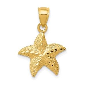 14k Yellow Gold Starfish Necklace Charm Pendant